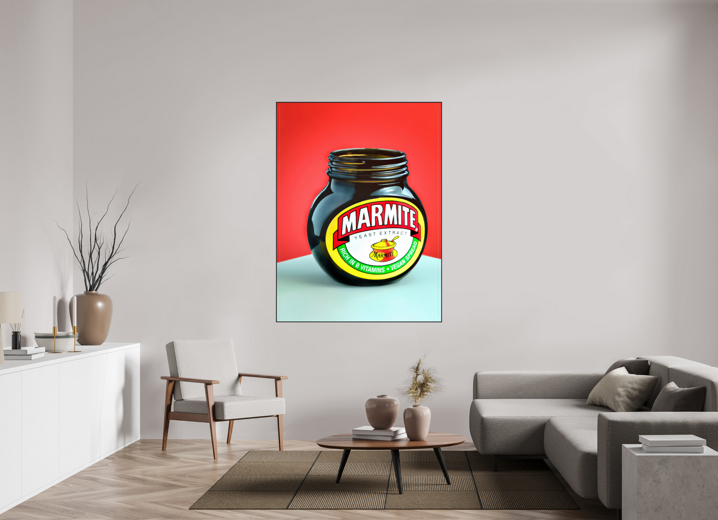 120 x 160 cm, 25mm Aluminium ArtBox Acrylic 2mm gloss glass Marmite