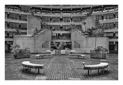 Main image Barbican Centre, 120x 80cm print, Barbican centre, black and white, architectural print, decor, archival print, striking modern art, living room artwork,