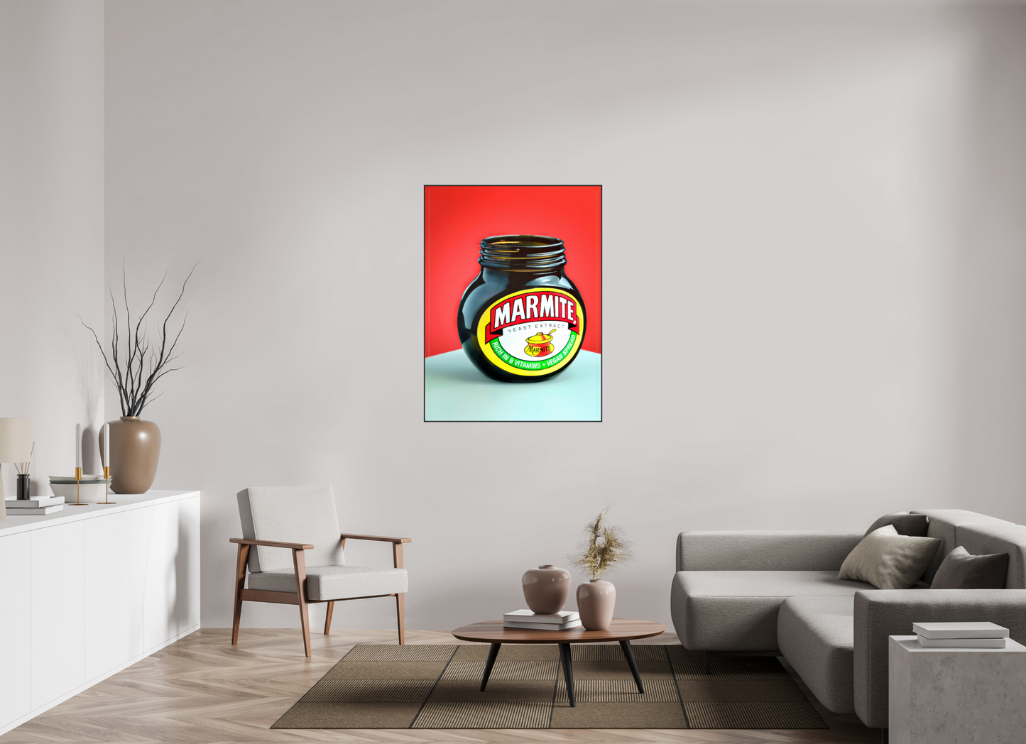 90 x 120 cm, 25mm Aluminium ArtBox Acrylic 2mm gloss glass Marmite
